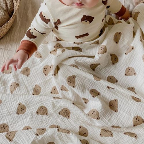 Baby Bear Swaddle Muslin Blanket - Image 2