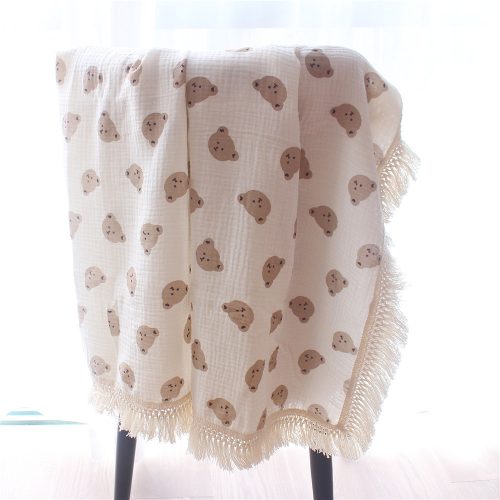 Baby Bear Swaddle Tassel Blanket - Image 4