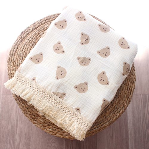 Baby Bear Swaddle Tassel Blanket - Image 5