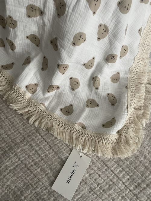 Baby Bear Swaddle Tassel Blanket - Image 2