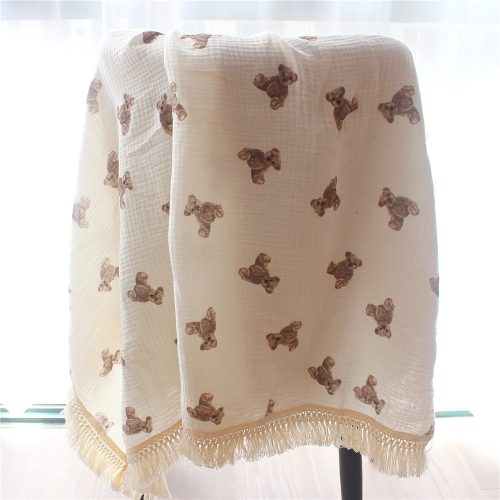 Teddy Bear Swaddle Tassel Blanket - Image 4