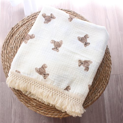 Teddy Bear Swaddle Tassel Blanket - Image 5