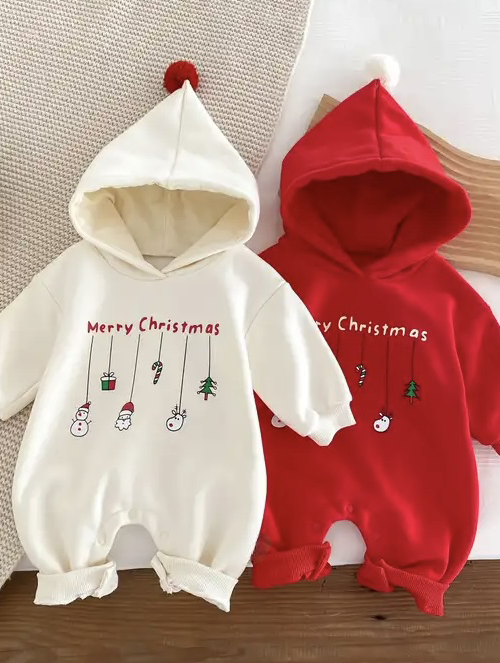 Merry Christmas Hooded Playsuit