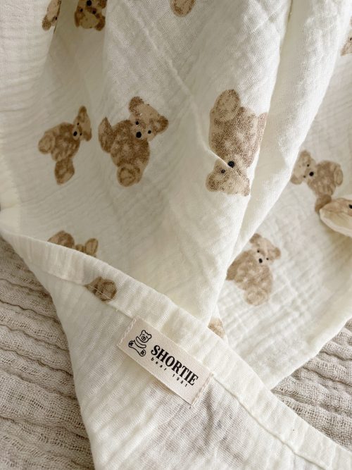 Teddy Bear Swaddle Muslin Blanket - Image 2